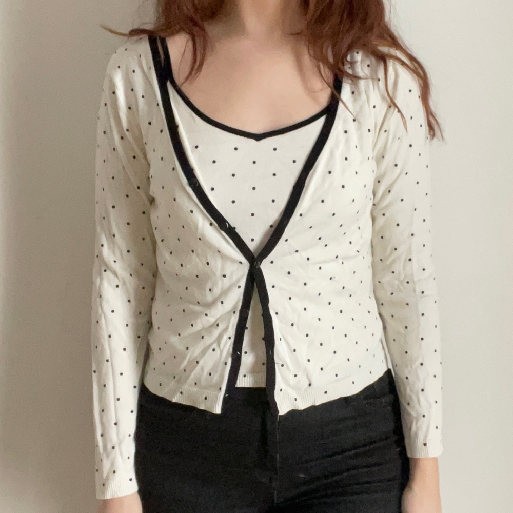 Polka dot cardigan sweater set